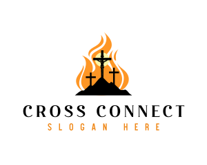 Crucifix Cross Fire logo design