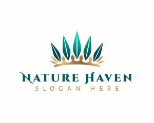 Natural Leaf Crown logo design