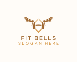 Winged Dumbbell Fitness logo design