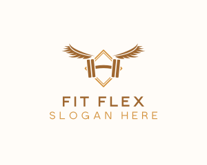 Winged Dumbbell Fitness logo design