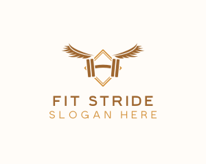 Winged Dumbbell Fitness logo design