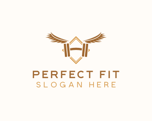 Winged Dumbbell Fitness logo design