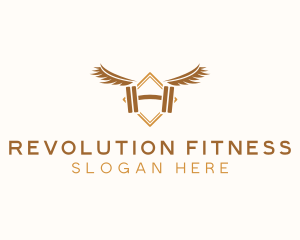 Winged Dumbbell Fitness logo design