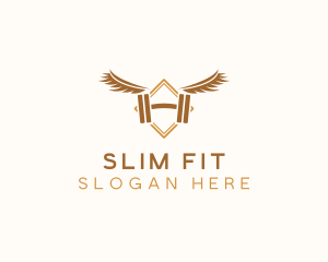 Winged Dumbbell Fitness logo design