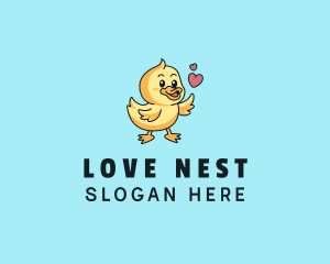 Cute Duck Love logo design