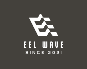 Wave Illusion Letter E logo design