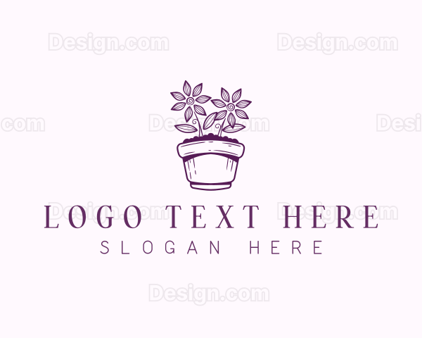 Flower Pot Gardening Logo