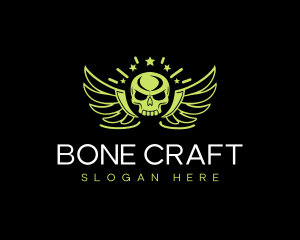 Skull Wings Emblem logo design