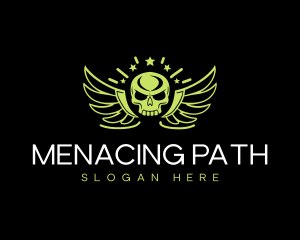 Skull Wings Emblem logo design