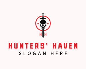 Sword Skull Hunter logo design