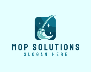 Mop Cleaning Sanitation logo design