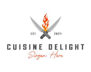 Culinary Flaming Knife logo design