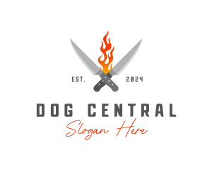 Culinary Flaming Knife logo design