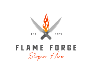 Culinary Flaming Knife logo design