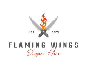 Culinary Flaming Knife logo design