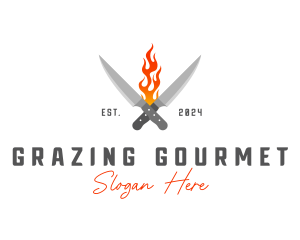 Culinary Flaming Knife logo design