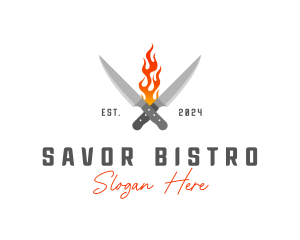 Culinary Flaming Knife logo design