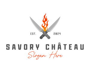 Culinary Flaming Knife logo design