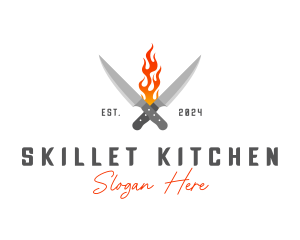 Culinary Flaming Knife logo design