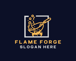 Pan Fry Flame Restaurant logo design