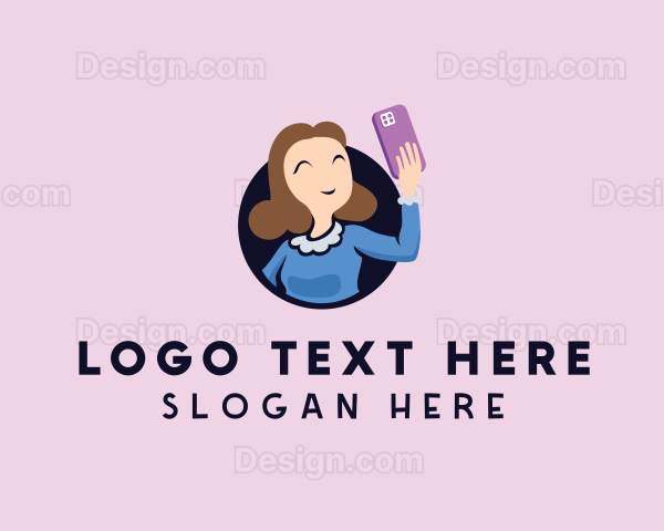 Smiling Selfie Lady Logo