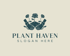 Flower Planting Gardener logo design