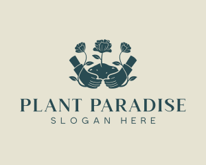 Flower Planting Gardener logo design