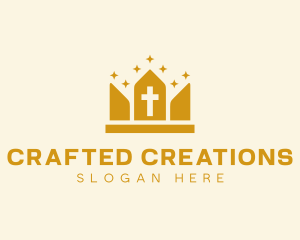 Christian Crucifix Crown logo design