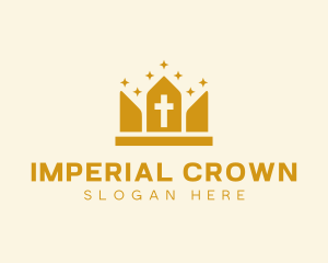 Christian Crucifix Crown logo design