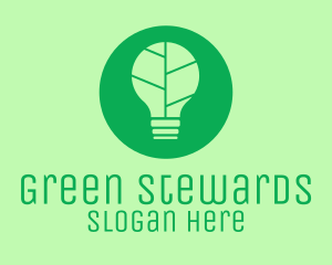 Green Eco Light Bulb  logo design