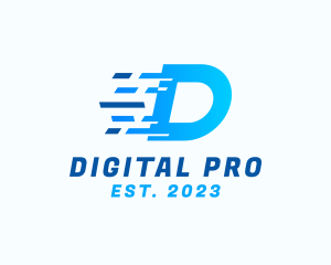 Digital Tech Letter D logo design