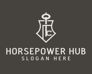 Horseshoe Key Shield logo design