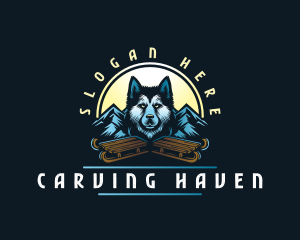 Husky Sled Dog logo design