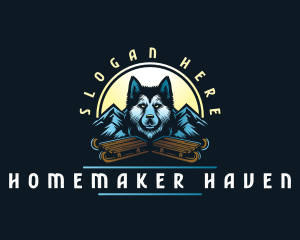 Husky Sled Dog logo design