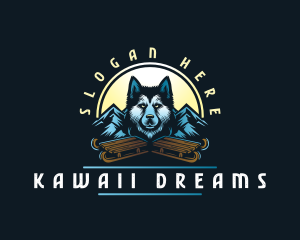 Husky Sled Dog logo design