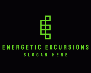 Neon Geometric Letter E logo design