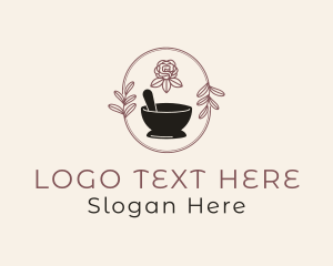 Floral Wreath Mortar Pestle logo