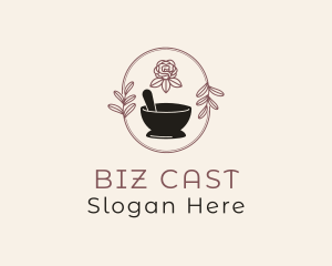 Floral Wreath Mortar Pestle logo