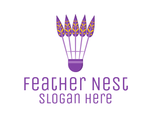 Purple Shuttlecock Feathers logo design