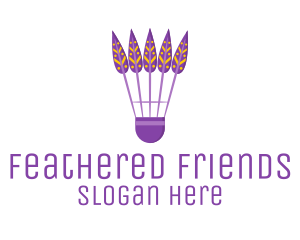 Purple Shuttlecock Feathers logo design