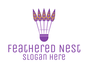 Purple Shuttlecock Feathers logo design