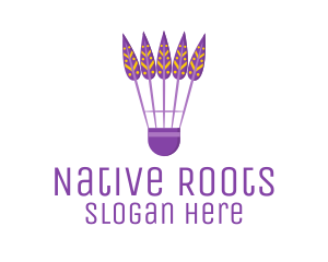 Purple Shuttlecock Feathers logo design