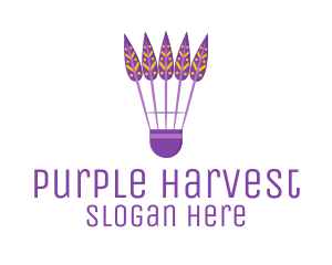 Purple Shuttlecock Feathers logo design