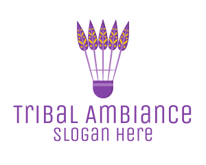 Purple Shuttlecock Feathers logo design