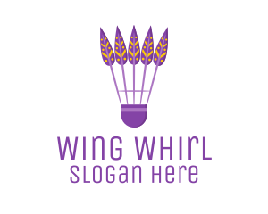 Purple Shuttlecock Feathers logo design