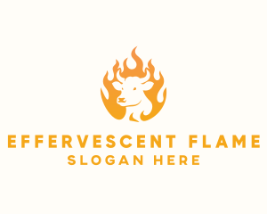 Flame BBQ Grill Cow logo design