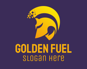 Golden Helmet Pixel logo design