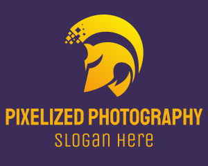 Golden Helmet Pixel logo design