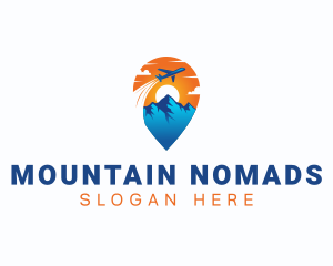 Pin Airplane Mountain logo design