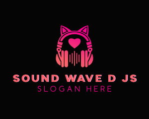 Cat DJ Headphones logo design